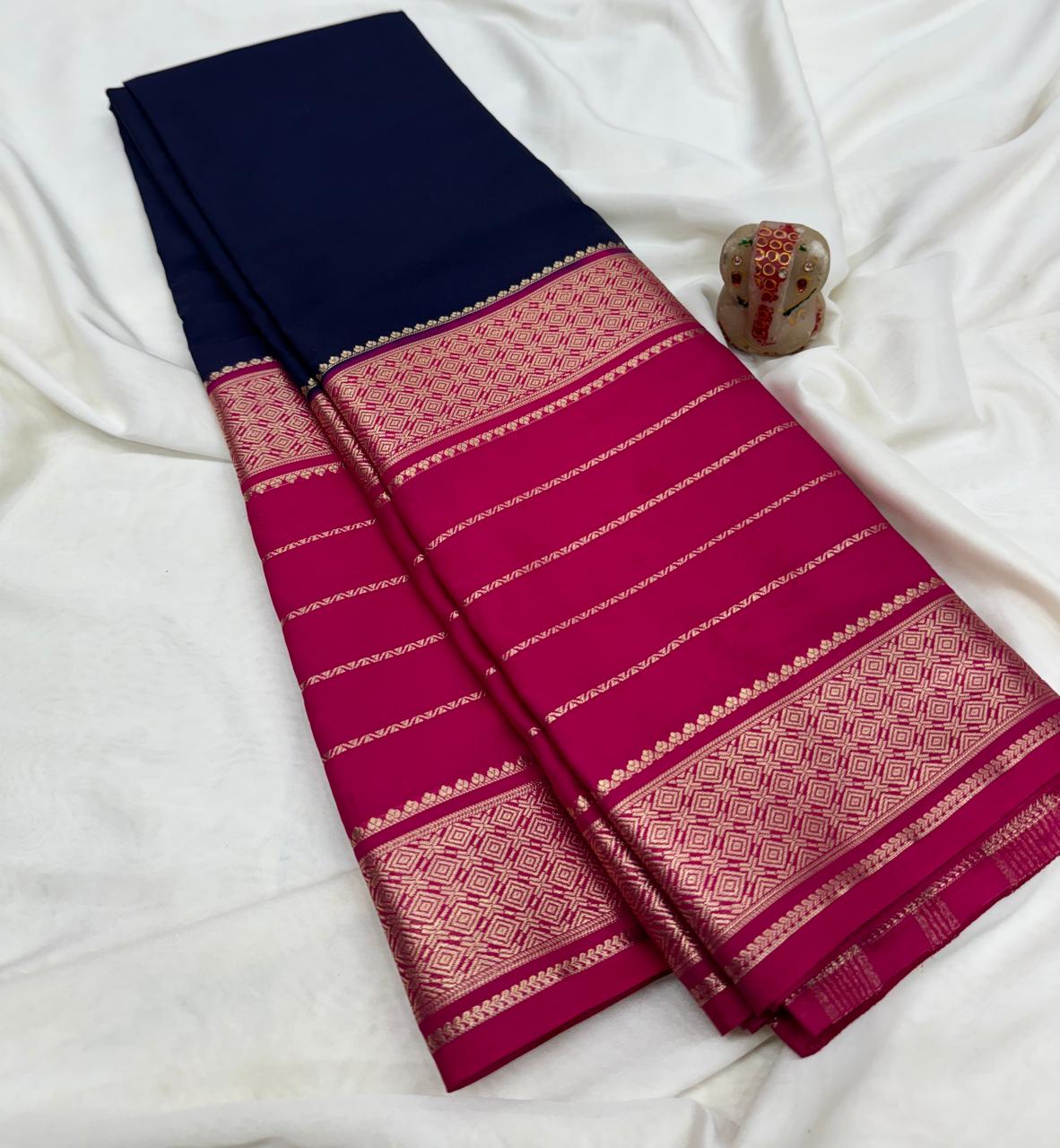 Exclusive Double Border Mysore Crepe Silk Saree